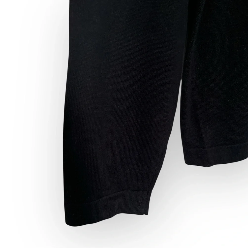 Eastside Westside Double Mock Neck 3/4 Zip Long Sleeve Cotton Sweater Black L